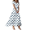 thumbnail image 2 of Women's Peplum Waist Dress Short Sleeve V Neck Floral Print Summer Maxi Dresses Multicolor M, 2 of 4