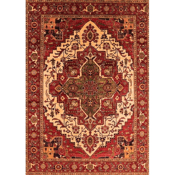Ahgly Company Indoor Rectangle Oriental Orange Industrial Area Rugs, 4' x 6'