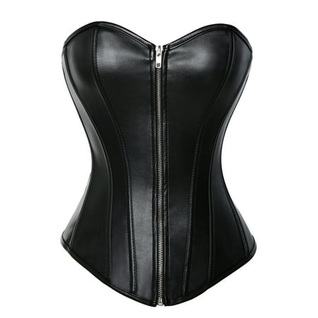 

SLIMBELLE Women s Victorian Corset Bustier Top Zipper Basque Overbust Dress Bonded Waist Trainer