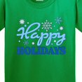 thumbnail image 4 of Inktastic Happy Holidays Blue Snowflakes Youth T-Shirt, 4 of 5