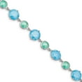 thumbnail image 2 of Auriga 925 Sterling Silver d Green/Blue Ice Zirconia Bracelet 7.25 inch for Women(L- 7.25inch, W- 11.88mm), 2 of 6
