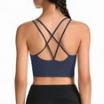 thumbnail image 3 of Women's Cross Back Sports Bra Padded Strappy Medium Support Yoga Bra for Workout Fitness Dark Blue 34, 3 of 4