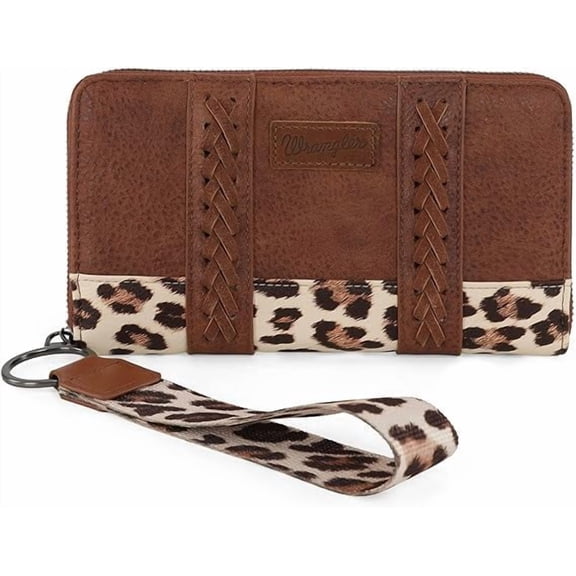 Wrangler Women's Boho Aztec Wristlet Wallet - Stylish Western Credit Card Holder, Brown