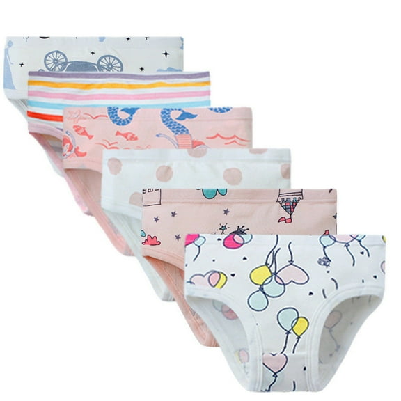 Pretty Comy Girls' Cartoon Cotton Breathable Underwear Soft Cute Triangle Pants 3 Pack 100-150