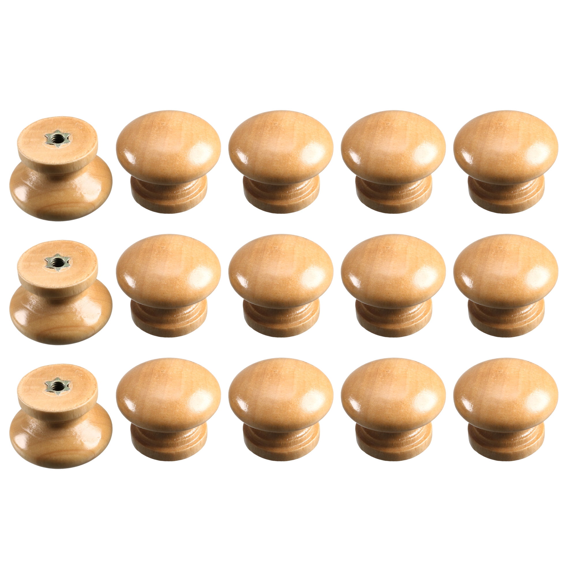 Uxcell Wood Round Shaped Cabinet Drawer Wardrobe Pull Knob Smooth 15 Pack