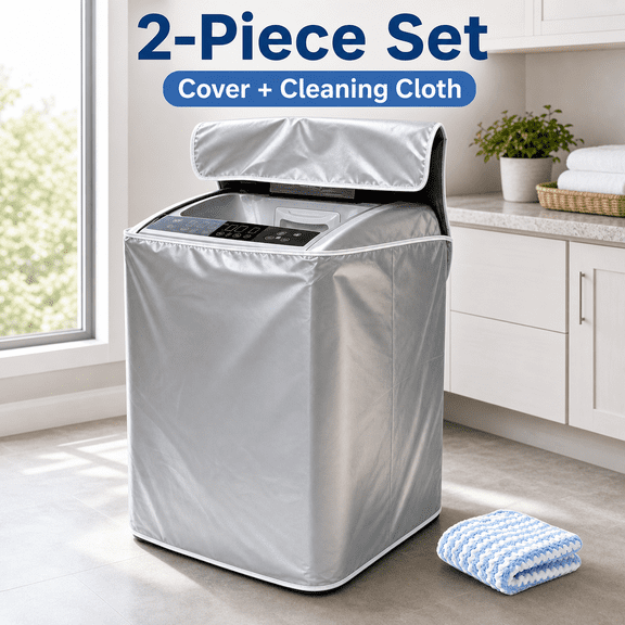 Top Load Washer Cover with Cleaning Cloth, 2-Piece Set