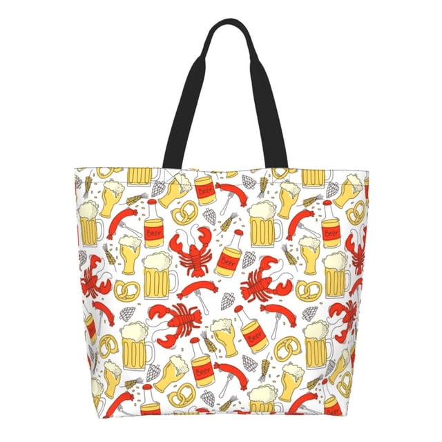 Disketp Crabs And Beer Bolsa Tote Estampada para Mujer, Bolso de Hombro y de Mano para Compras y Viajes