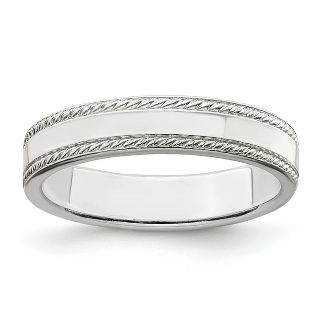 925 Sterling Silver 4mm Design Edge Size 9 Band Ring