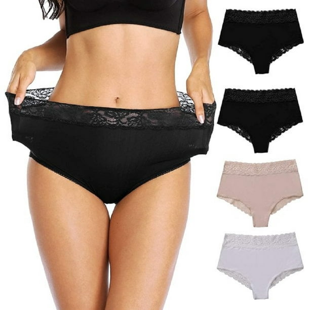 Charmo Womens Lace Panties High Waisted Underwear Stretch Briefs 4