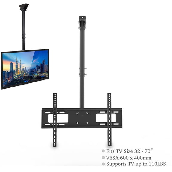 Outdoor TV Mount,TV Ceiling Mount - Swivel and Tilting Vertical VESA Universal Mounting Bracket, Mounts 32 to 70 Inch HDTV, LED, LCD, Plasma, Flat Screen Television Up to 110 lbs