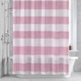 thumbnail image 3 of Pink Linen Stripes Shower Curtain for Bathroom Decor, Vintage Country Waterproof Fabric Shower Curtain, 36"x78" Set with 12 Hooks, 3 of 9