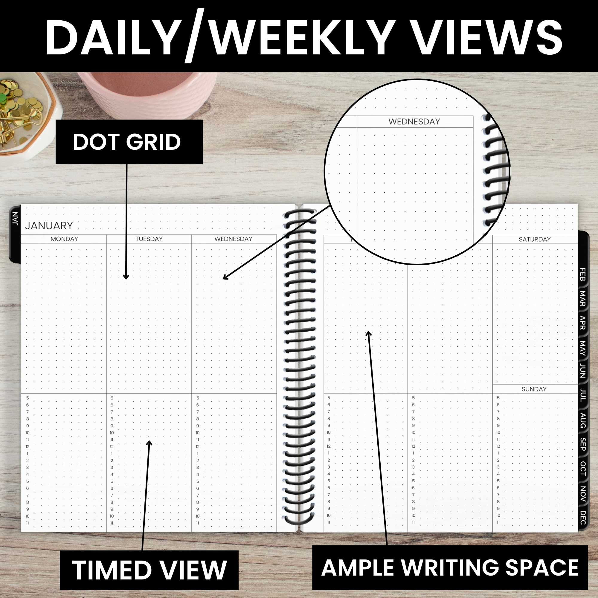 bloom daily planners Undated Dot Journaling Planner & Calendar , 7.5" x 9"