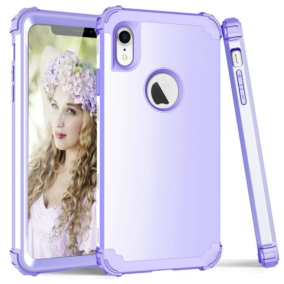 Dteck iPhone XR Case, Dteck Heavy Dual Layer Rugged Shockproof Case Hard PC Protective Back Cover For Apple iPhone XR 6.1 inch, Light Purple