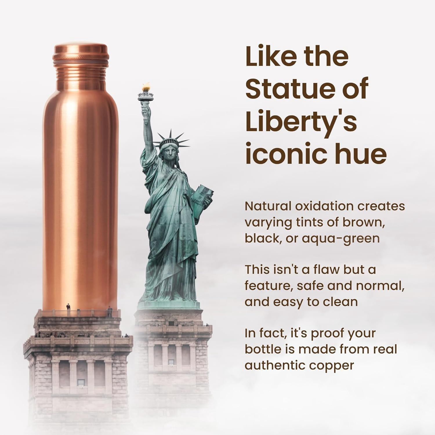 Pure Copper Water Bottle for Drinking – Large Handcrafted Ayurvedic Copper Water Bottle, Leak Proof Lid – Smooth Finish Copper Bottle Water Vessel – 100% Copper Drinking Water Bottle 34 Oz