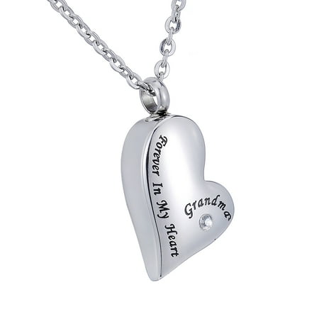 Grandma Forever In My Heart Crystal Cremation Jewlery Keepsake Memorial Urn Ash Holder Necklace for Friend/Family/Pet