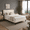Beige01, variant on Gewnee Full Size Platform Bed Frame with Upholstered Tufted Headboard,Wood Slats Support,Easy Assembly,No Box Spring Needed,Pink