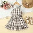 thumbnail image 2 of TAIAOJING Toddler Little Girls Dress Summer Plaid Skirt Patchwork Ruffled Sleeveless Dress Fashionable 2-3Y, 2 of 9
