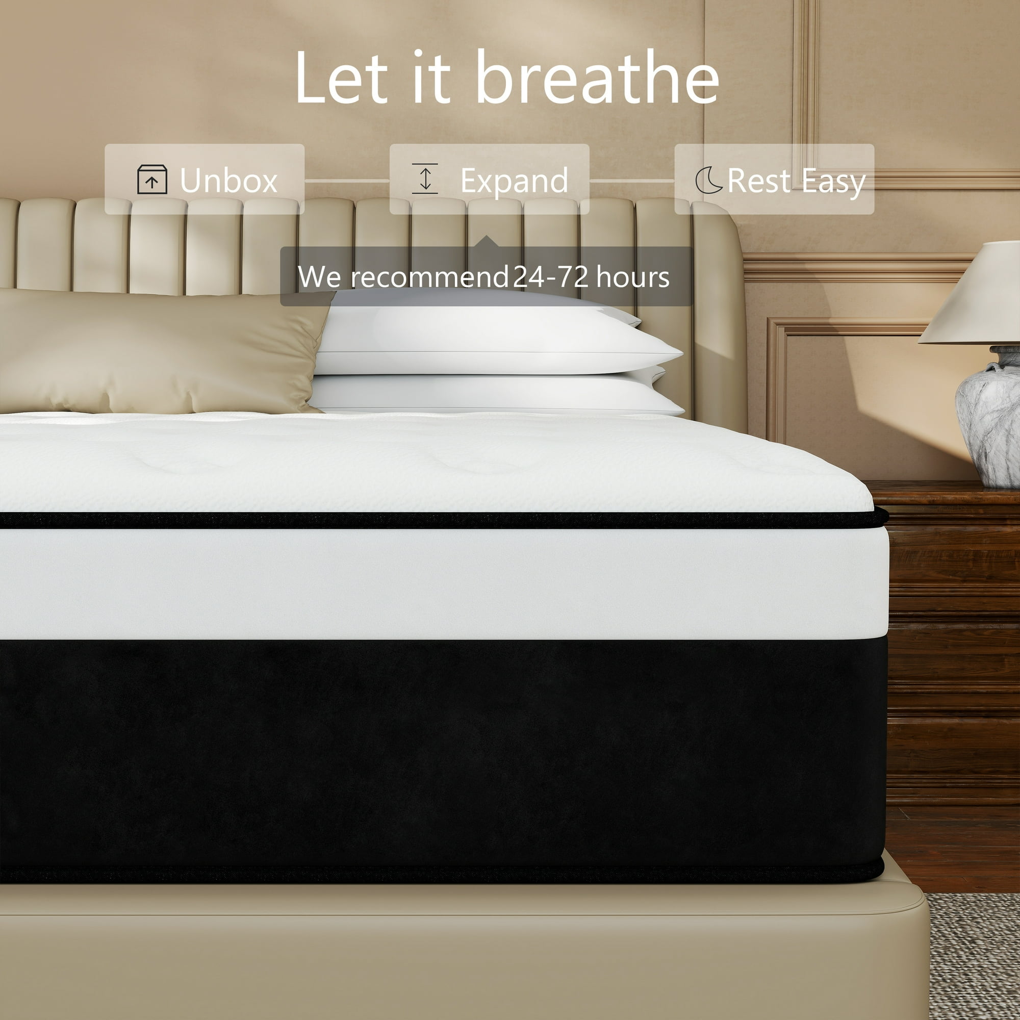 12 Inch Twin Medium Firm Hybrid Mattress - High Density Memory Foam & Pocketed Springs for Motion Isolation, Hypoallergenic Bed in a Box Adult