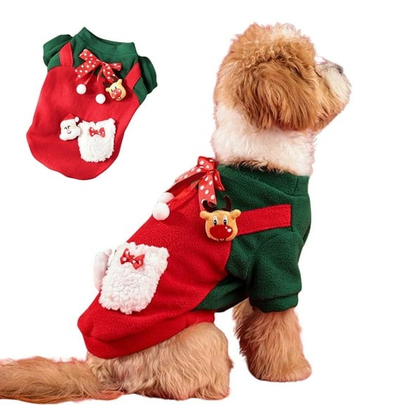 Harikaji Small Dog Christmas Sweater Hoodie with Bowknot,Turtleneck Knitted Pullover Xmas Dog Clothes Sweatshirt,Dog Christmas Outfit, Warm Dog Sweaters for Cat Puppy Boy Girl