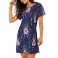 thumbnail image 2 of Fuzoiu Lavender Flowers Print Women Nightgowns, Soft Comfy Lightweight Short Sleeves Sleepwear,Crew Neck Loungewear, 2 of 6