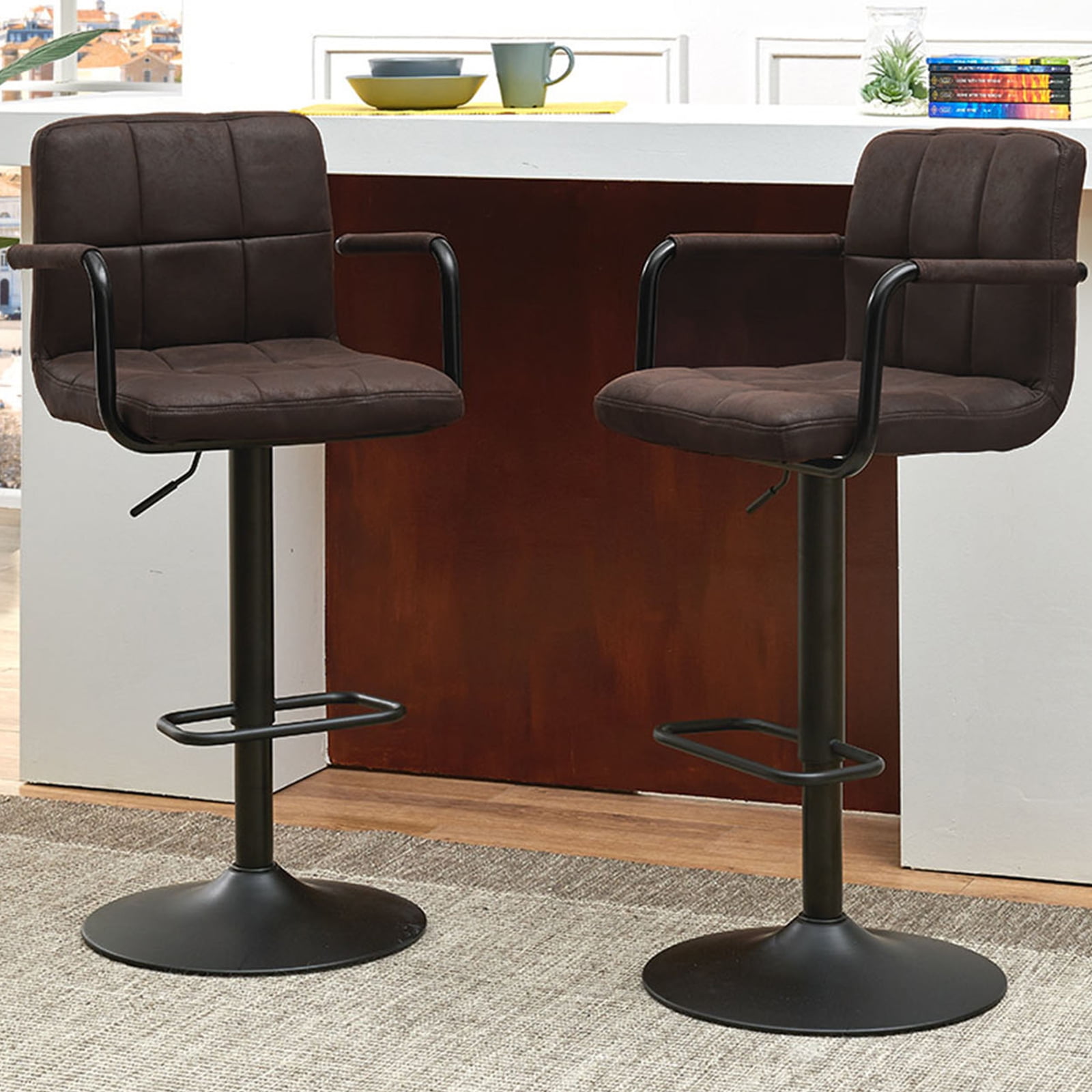 Duhome Modern Bar Stools with Back & Arms Set of 2, Swivel Barstools