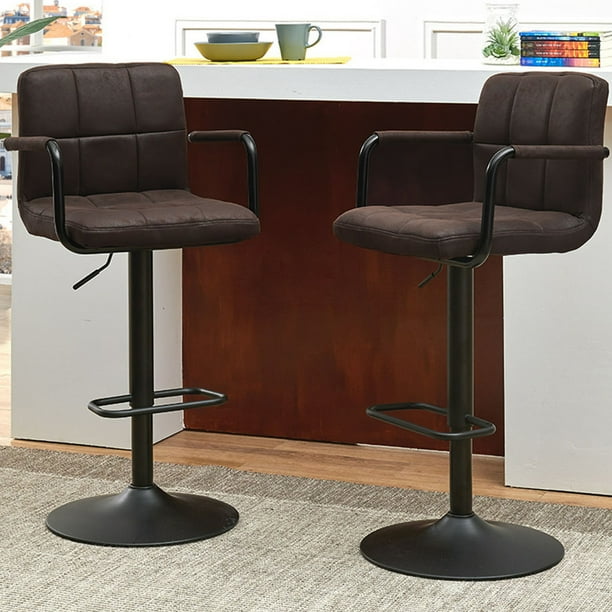 Duhome Elegant Lifestyle Bar Stool with Back Set of 2, Faux Leather Bar Stools with Arms Modern