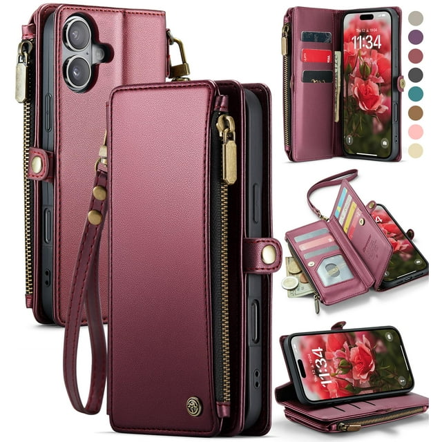 Funda para teléfono Wallet Defense compatible con iPhone 16 Plus