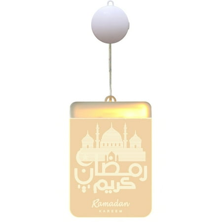 

XINYTEC Eid Mubarak 3D Hanging Lights Battery Powered Ramadan Rectangle Acrylic LED Lamp Pendant Muslim Festival Party for Windows Home Decoration Supplies