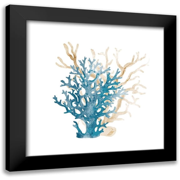 Kimberly, Allen 12x12 Black Modern Framed Museum Art Print Titled - Coral Cove Blue 3 v2