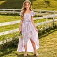 thumbnail image 2 of WRKEKC Dresses for Girls Flutter Sleeve Ombre Floral Print Pleated Fabric Waist Tie Swing Casual Summer Dress For Girls 3-10 Years, 2 of 7