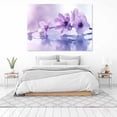 thumbnail image 3 of Mudket Light Purple Flower on Water with Pearls Canvas Wall Art, Framed Floral Print, Ready to Hang Wall Decor for Bathroom Bedroom, Calming Elegant Artwork - 12"L x 8"W, 3 of 10