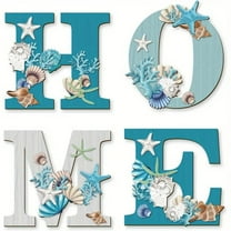 LanSuare Coastal Wall Decor for Home, Beach Wall Art Wooden Hanging Sign with Starfish, Beach Themed Room Decor for Bathroom, Bedroom