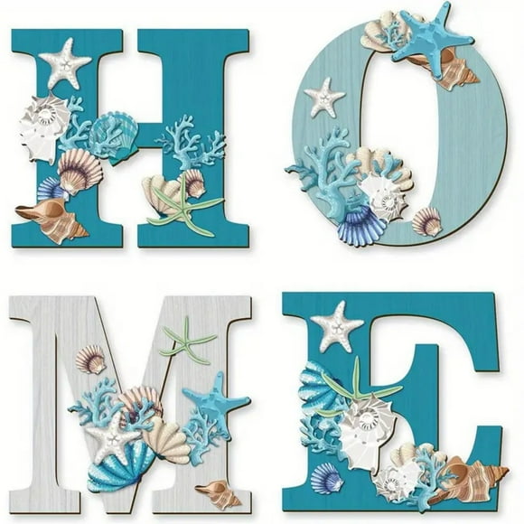 Wall Decor Living Roomwood Home Sign Coastals Blue Starfishs Beach Theme Sign for Home Letters Hanging Wall Decor Art Signs for Living Room Kitchen Bedroom Decor