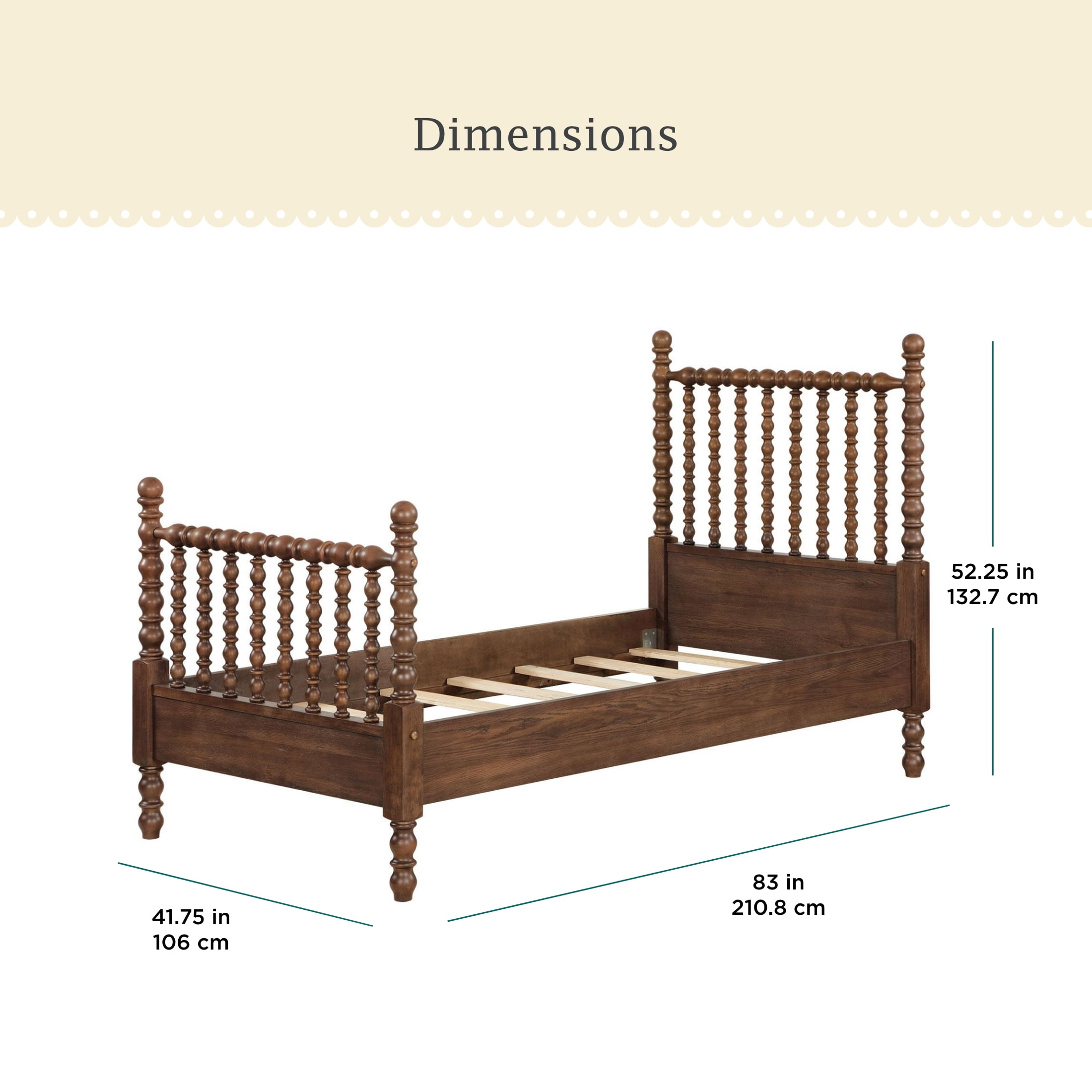 The Pioneer Woman Harper Twin Spindle Bed, Homestead Brown