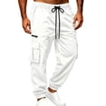 thumbnail image 4 of Men's Cargo Work Pants Baggy Elastic Waist Drawstring Casual Fall Outfits, 4 of 6