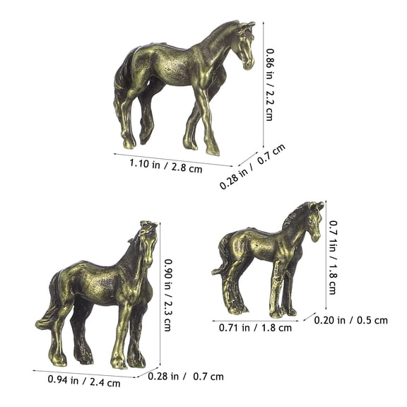 UPOUART Brass Horse Sculptures Set of 4 Miniature Copper Alloy Figurines for Home Decor Golden 2026 New Year