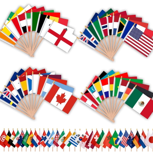 Banderas portátiles de la Copa Mundial AhfuLife, banderas internacionales de 48 países con mástil de