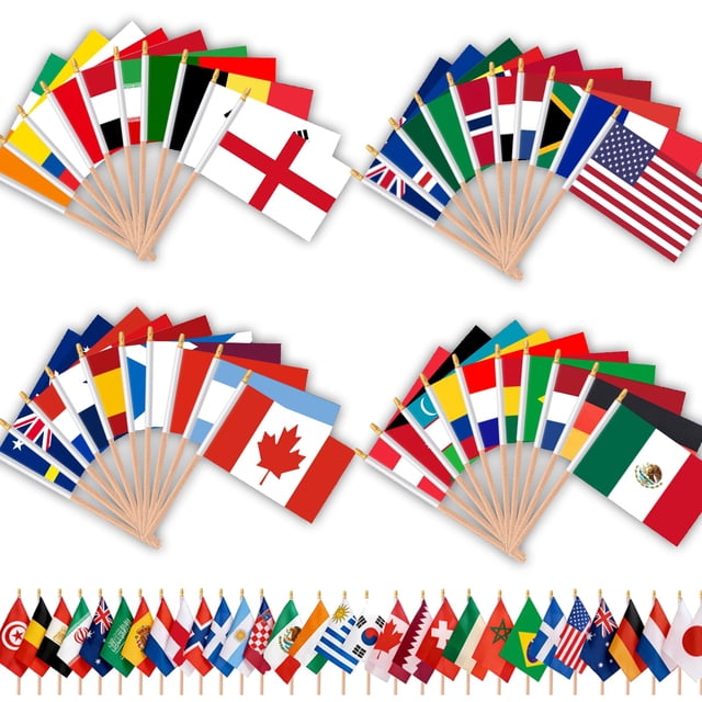 Banderas portátiles de la Copa Mundial AhfuLife, banderas internacionales de 48 países con mástil de