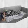 thumbnail image 6 of Egyptian Print Soft Flannel Fleece Throw Blanket, Hand-drawn Vintage Tattoo Art of an Pharaoh with Winged Ankh, Cozy Plush for Indoor and Outdoor Use, 70" x 90", Black and White, by Ambesonne, 6 of 6