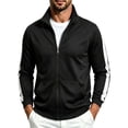 thumbnail image 3 of Frnrwgo Mens Sports Sweatshirt Full Zip Stand Collar Striped Casual Jacket, 3 of 7
