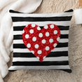 thumbnail image 2 of Valentine''s Day Pillow Cover 18x18 Inch - Sparkling Red Heart with Black & White Striped Design - Chic Romantic Cushion Case for Home, Sofa, and Couch Decor, 2 of 6