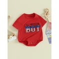 thumbnail image 3 of vera natura Baby Boy 4th of July Romper Casual  Letter Embroidery Jumpsuit Infant Newborn Summer Clothes, 3 of 9