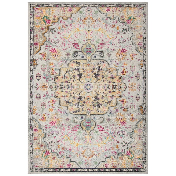 SAFAVIEH Madison Joandra Vintage Floral Area Rug, Grey/Gold, 4' x 6'