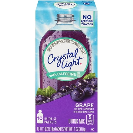 (6 Pack) Crystal Light On-The-Go Sugar-Free Grape Energy Drink Mix with Caffeine, 10