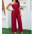 thumbnail image 5 of oyyniis Women Summer Sleeveless Elegant Jumpsuit One Shoulder Sexy Rompers Fashion Irregular Solid Casual Loose Wide Pant Party Jumsuits 2024 L, 5 of 5