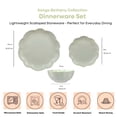 thumbnail image 4 of Sango Bethany 12-Piece Sage Stoneware Dinnerware Set with Scallop Design, 4 of 13