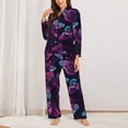 thumbnail image 3 of Disketp Pajamas Set Long Sleeve Sleepwear Womens Button Down Nightwear Pj Sets-Purple Butterfly, 3 of 9