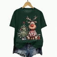 thumbnail image 4 of UngA Womens Christmas T Shirts Crew Neck Shirt Funny Xmas Holiday Graphic Short Sleeve Tee Family Holiday Blouse Christmas Shirt for Women Dark Green,XXL, 4 of 6