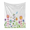 thumbnail image 1 of Tulip Soft Flannel Fleece Throw Blanket, Floral Set Different Type of Flowers on Grass Hope Seasonal Illustration Art, Cozy Plush for Indoor and Outdoor Use, 70" x 90", Multicolor, by Ambesonne, 1 of 6