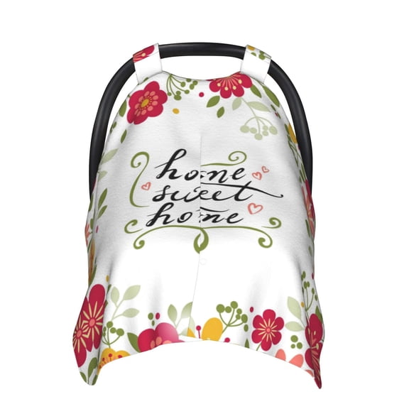 Car Seat Cover Baby - Home Sweet Home Floral Breathable Infant Car Seat Cover for Baby Carseat, Lightweight Comfort Baby Essentials Must Haves Newborn Stuff for Girl Boy